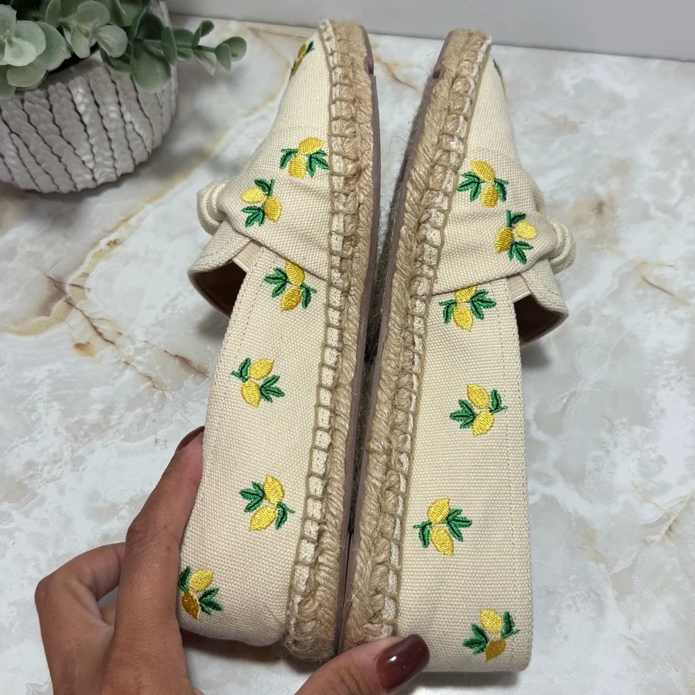 Talbots Izzy‎ Lemon Knotted Canvas Espadrilles Size 6 Coastal Summer Cottagecore